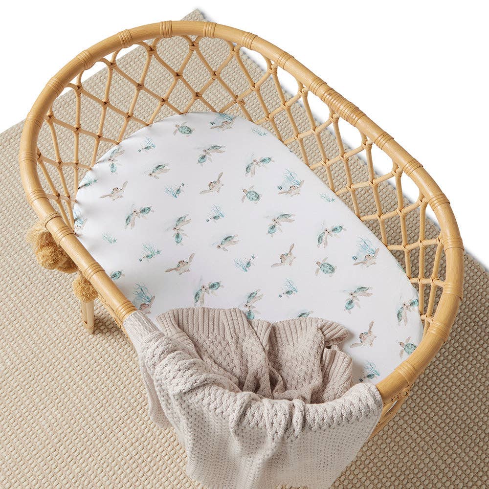 Turtle Organic Bassinet Sheet & Change Pad Cover