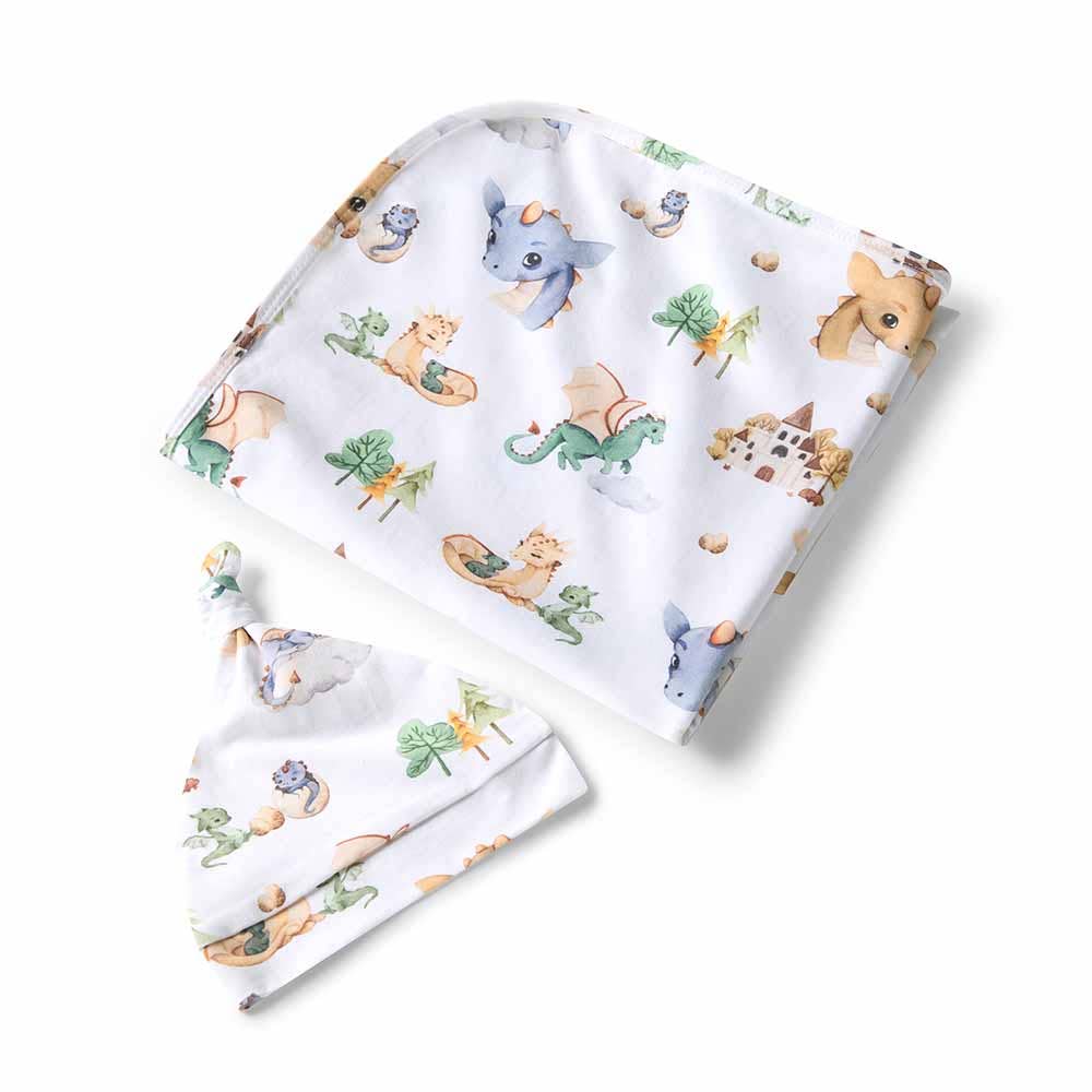 Buy now from My Snug Bug Swaddles Dragon Organic Jersey Wrap & Beanie Set Snuggle Hunny
