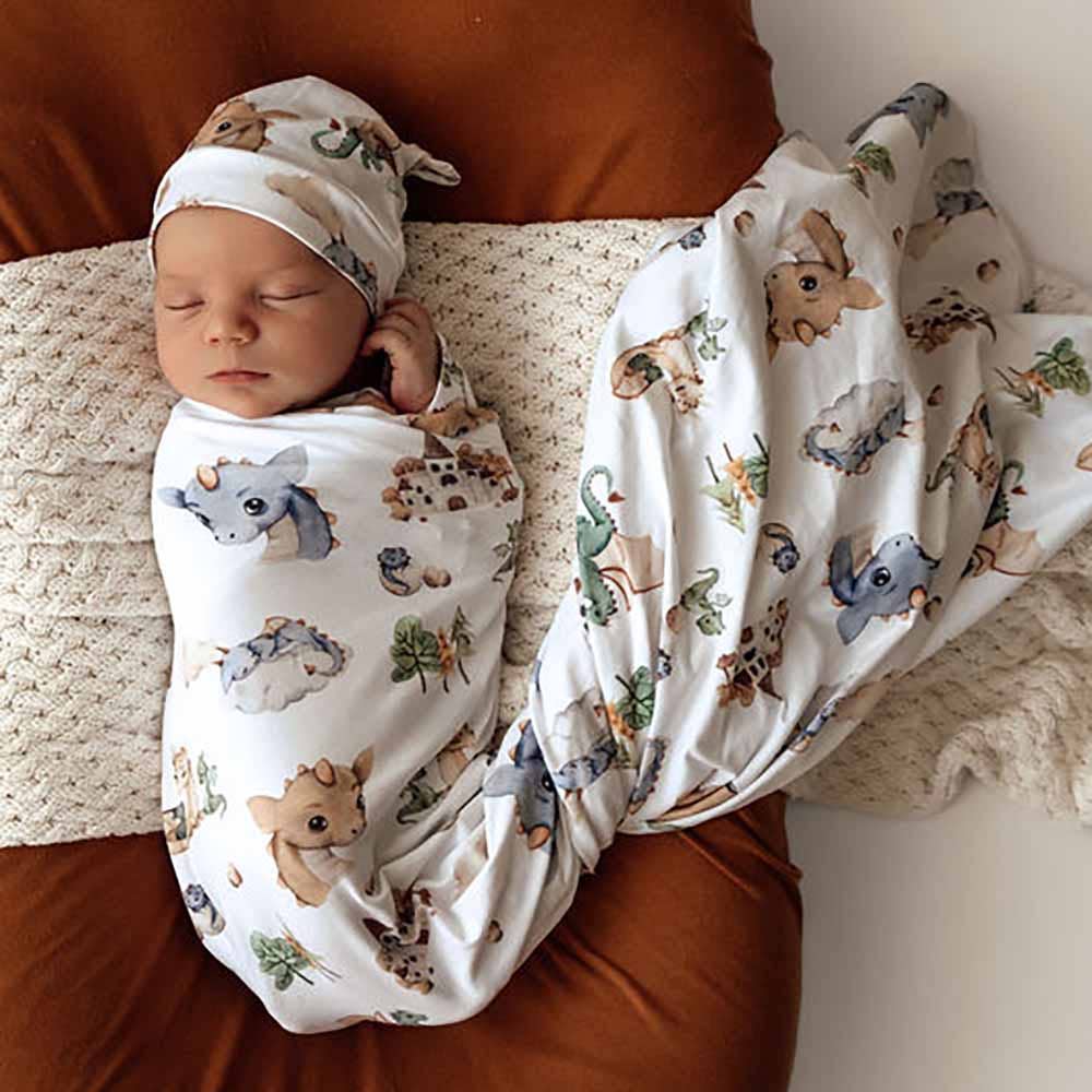 Buy now from My Snug Bug Swaddles Dragon Organic Jersey Wrap & Beanie Set Snuggle Hunny