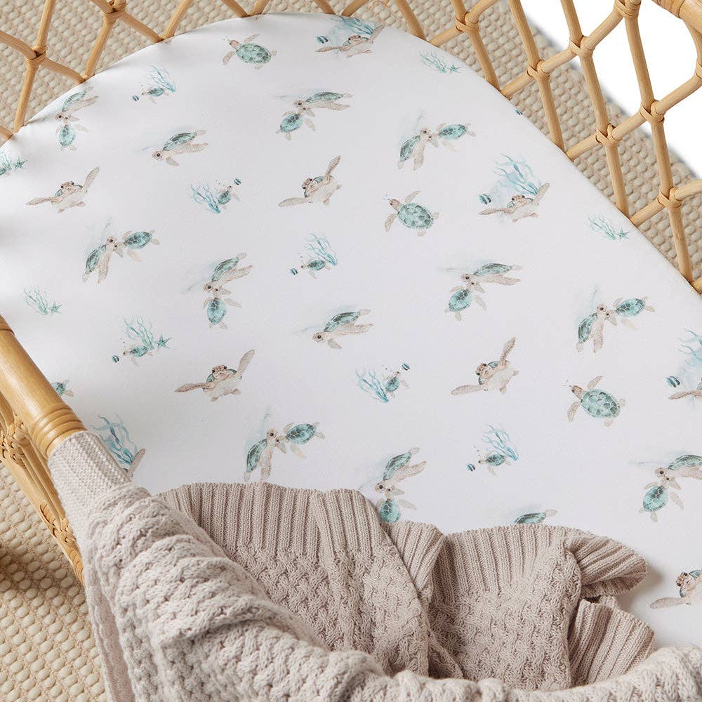Turtle Organic Bassinet Sheet & Change Pad Cover