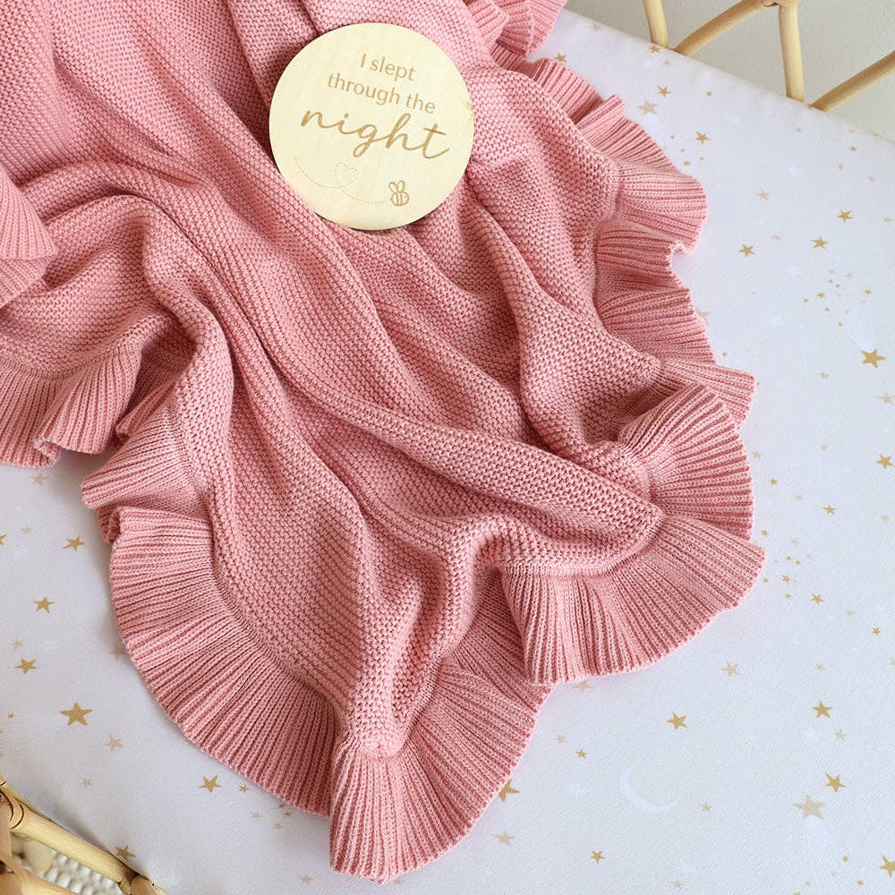 Rosa Ruffle Knit Organic Baby Blanket