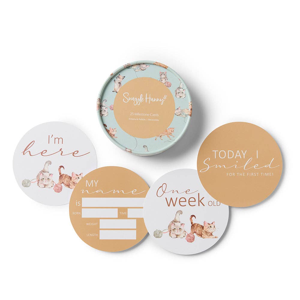 Kittens & Pebble Reversible Milestone Cards