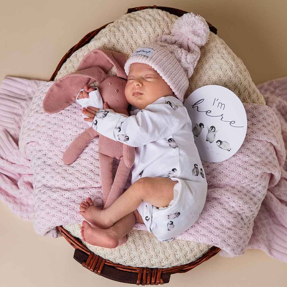Buy now from My Snug Bug Beanies Blush Pink Organic Knit Beanie Snuggle Hunny