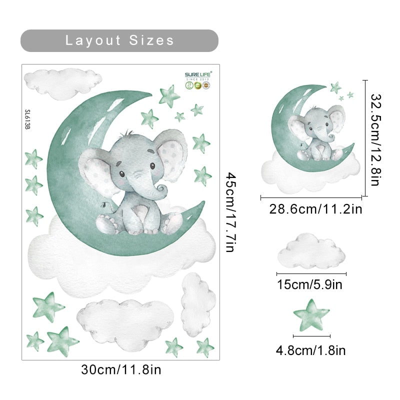 Buy now from My Snug Bug Wall Decals Elephant On The Moon Wall Decal (Green) Snug Bug