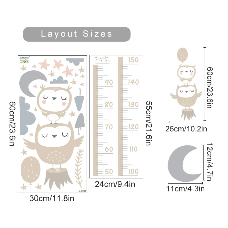 Buy now from My Snug Bug Wall Decals Owls Height Chart My Snug Bug