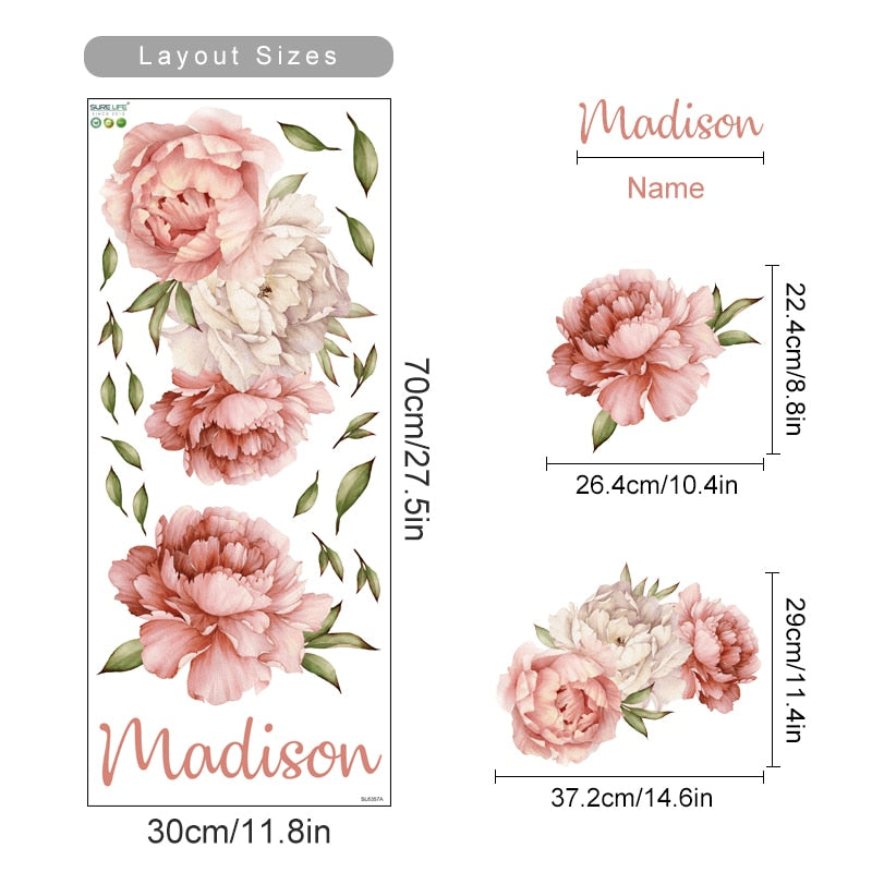 Buy now from My Snug Bug Wall Decals Peony Wreath Personalised My Snug Bug