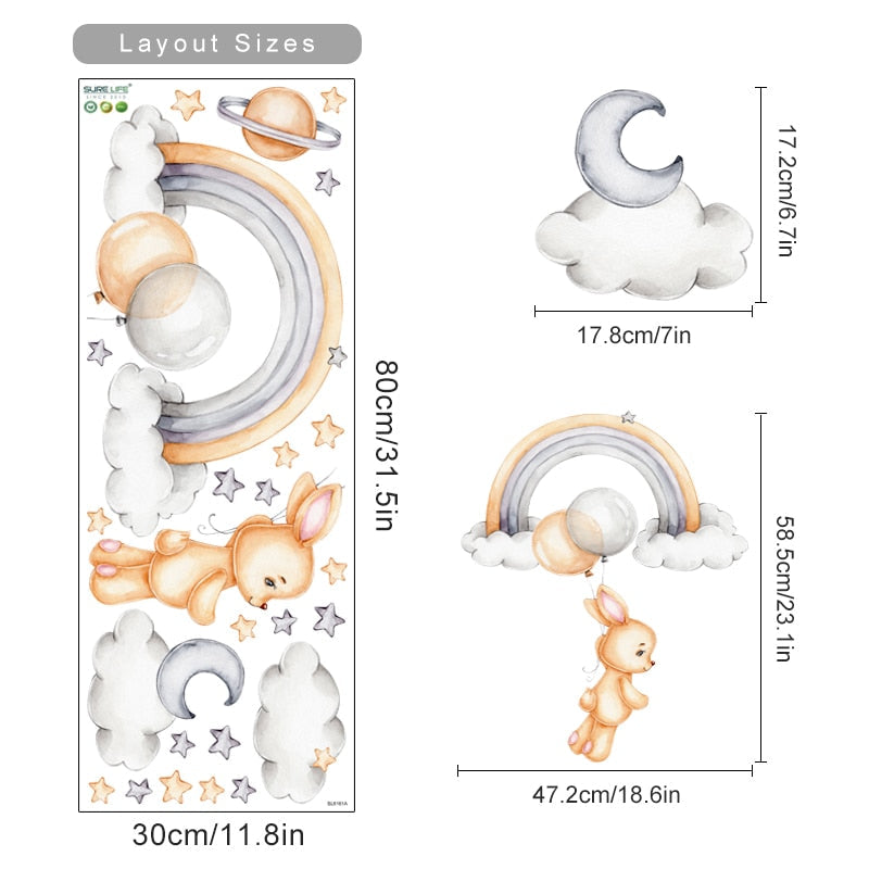 Buy now from My Snug Bug Wall Decals Bunnies Over The Rainbow Wall Decal My Snug Bug