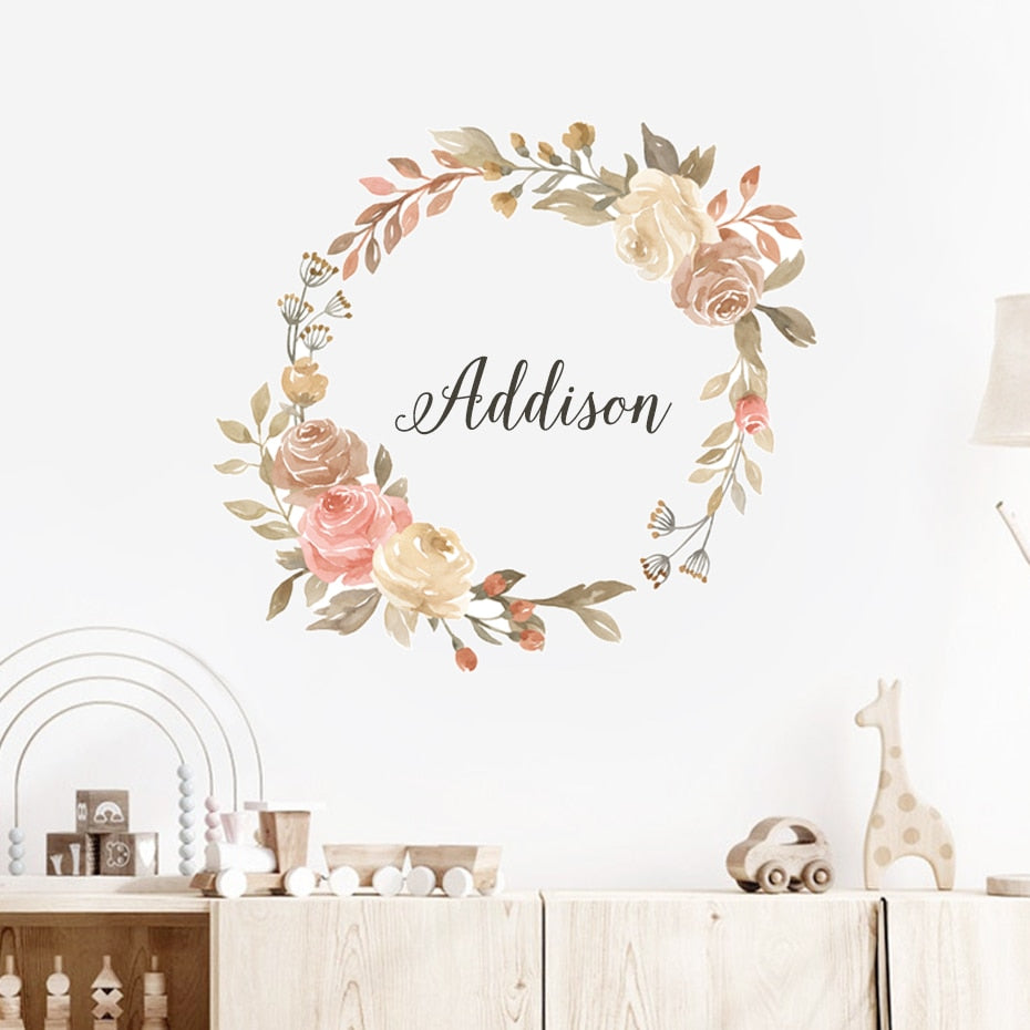 Floral Wreath Personalised Wall Decal