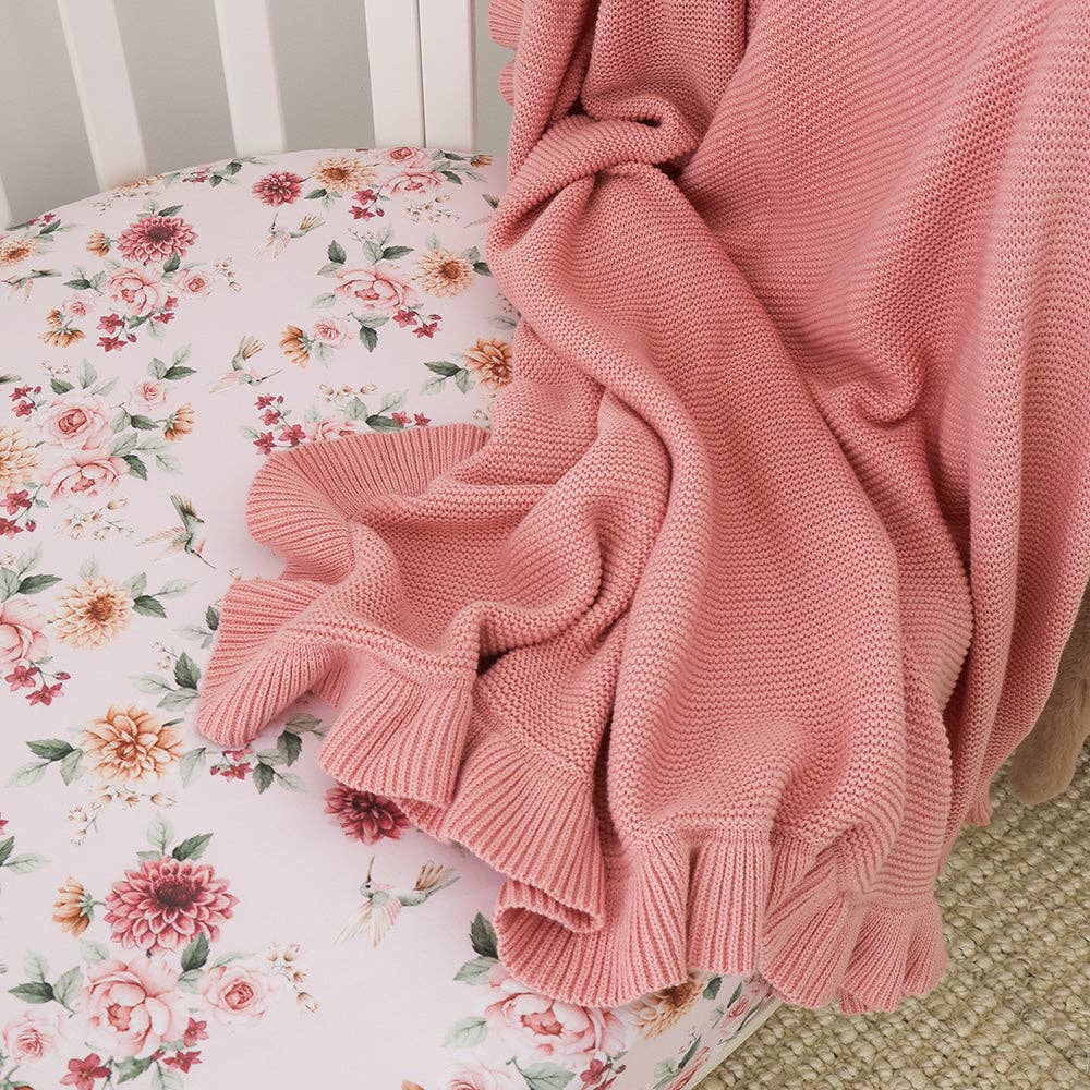 Rosa Ruffle Knit Organic Baby Blanket