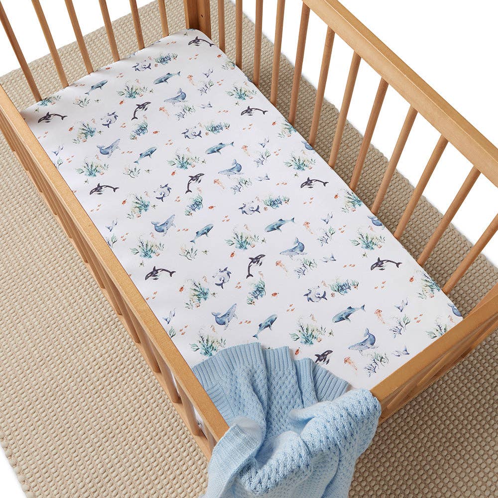 Ocean Organic Fitted Cot Sheet