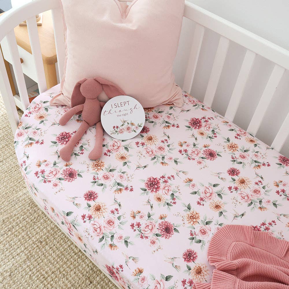 Birds & Blooms Organic Fitted Cot Sheet