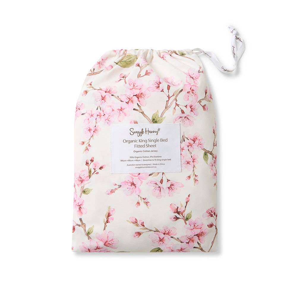 Cherry Blossom Organic Cotton Fitted Sheet