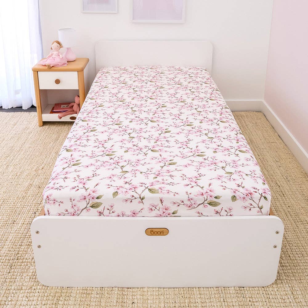 Cherry Blossom Organic Cotton Fitted Sheet