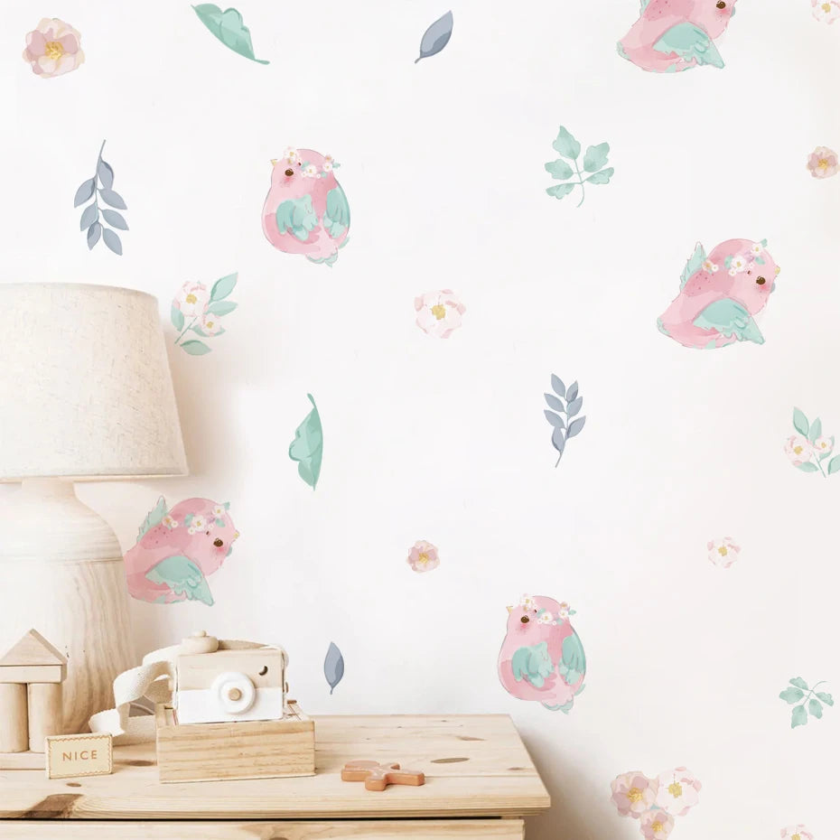 Pretty In Pink Birds Wall Decals