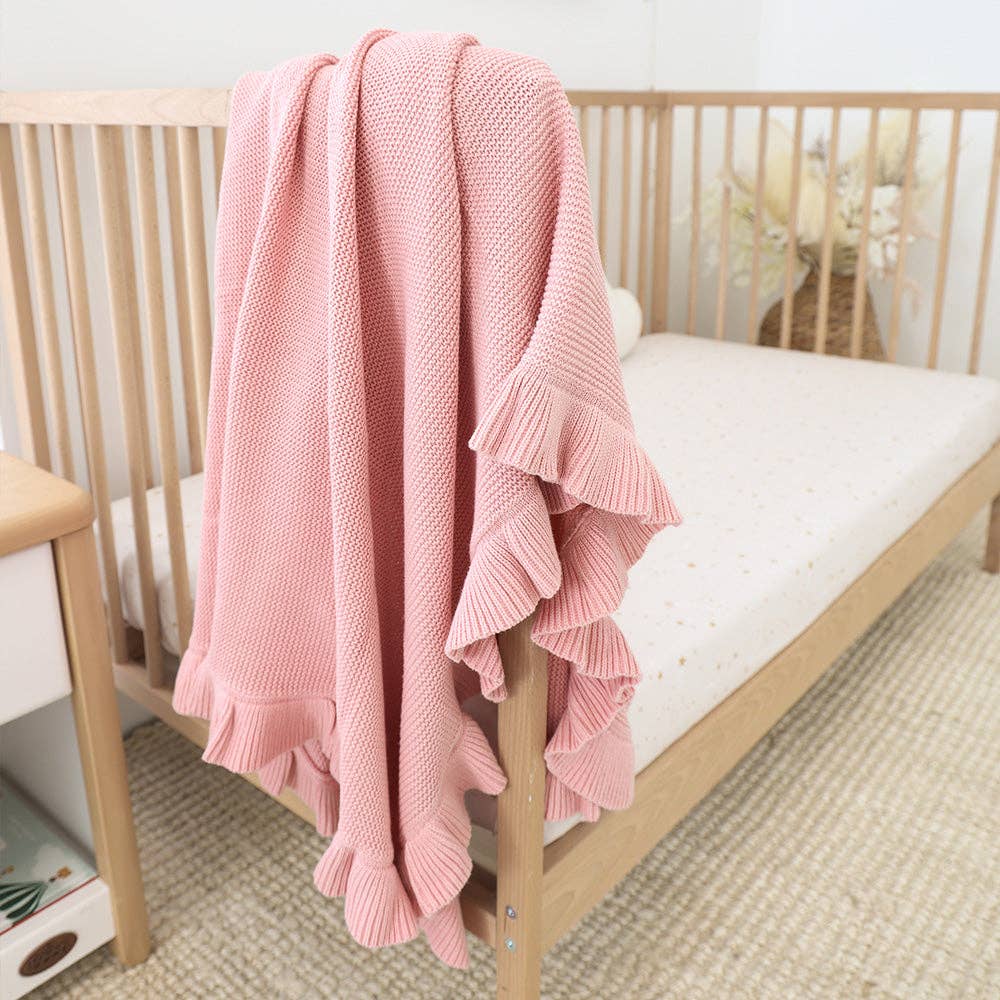 Rosa Ruffle Knit Organic Baby Blanket
