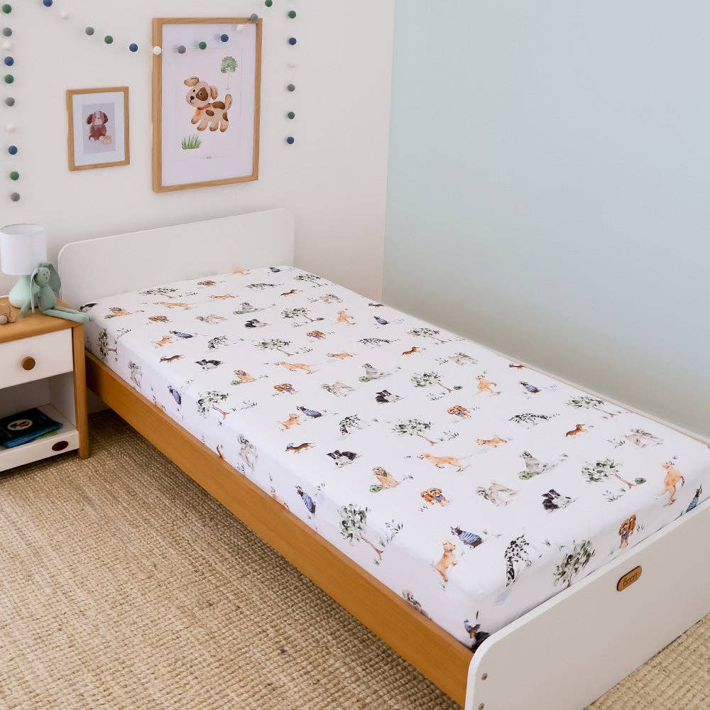 Dog Park Organic Cotton Fitted Sheet