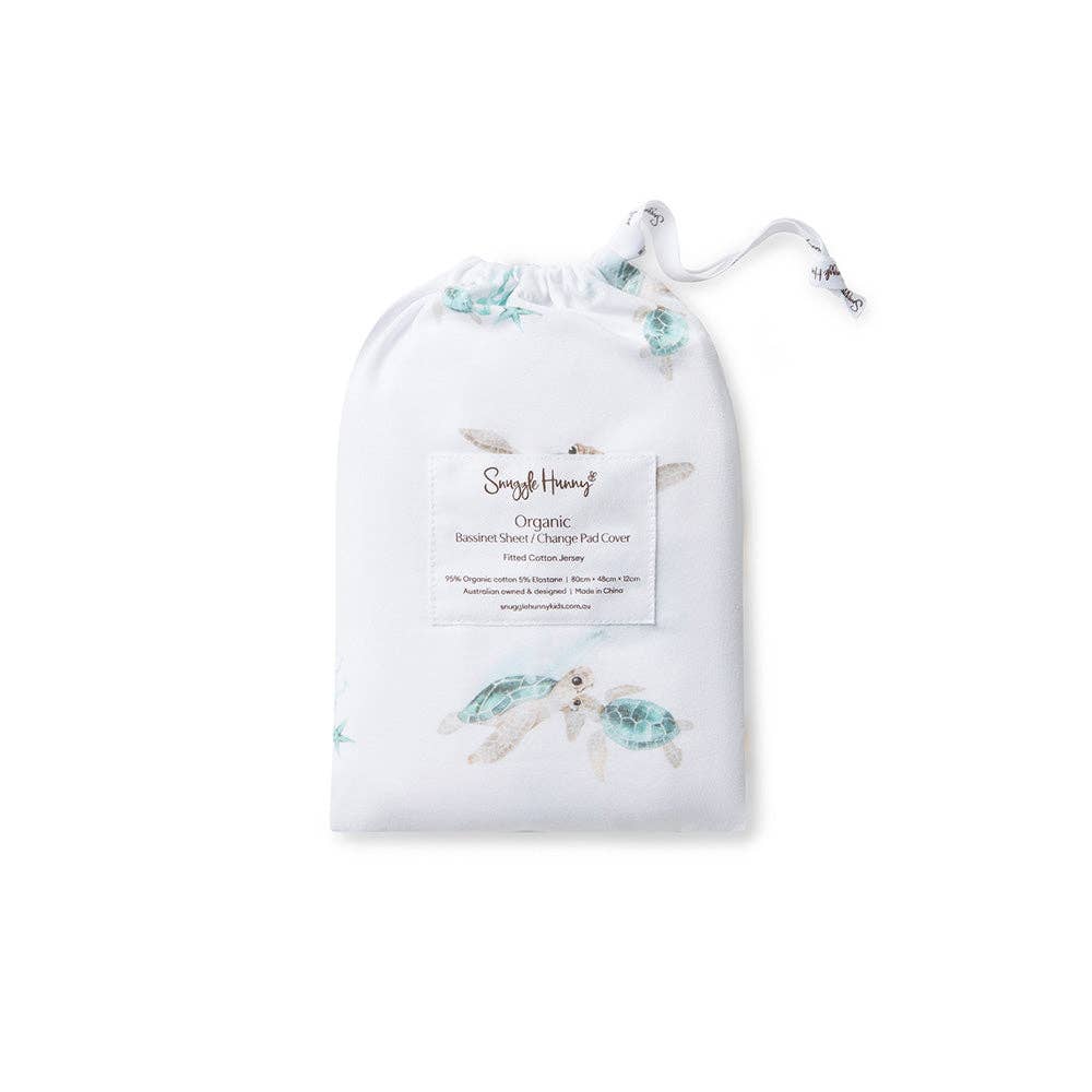 Turtle Organic Bassinet Sheet & Change Pad Cover