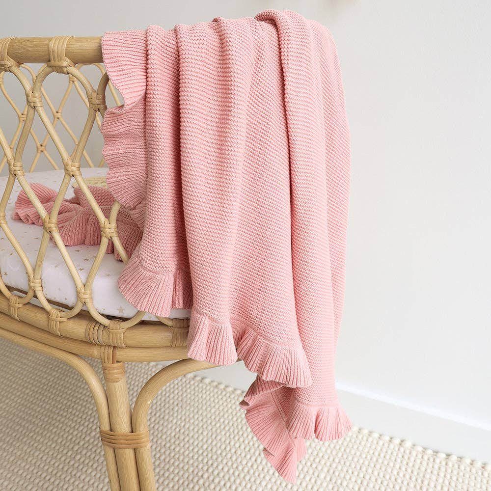 Rosa Ruffle Knit Organic Baby Blanket
