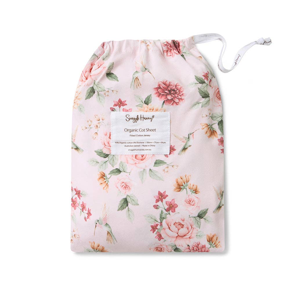 Birds & Blooms Organic Fitted Cot Sheet