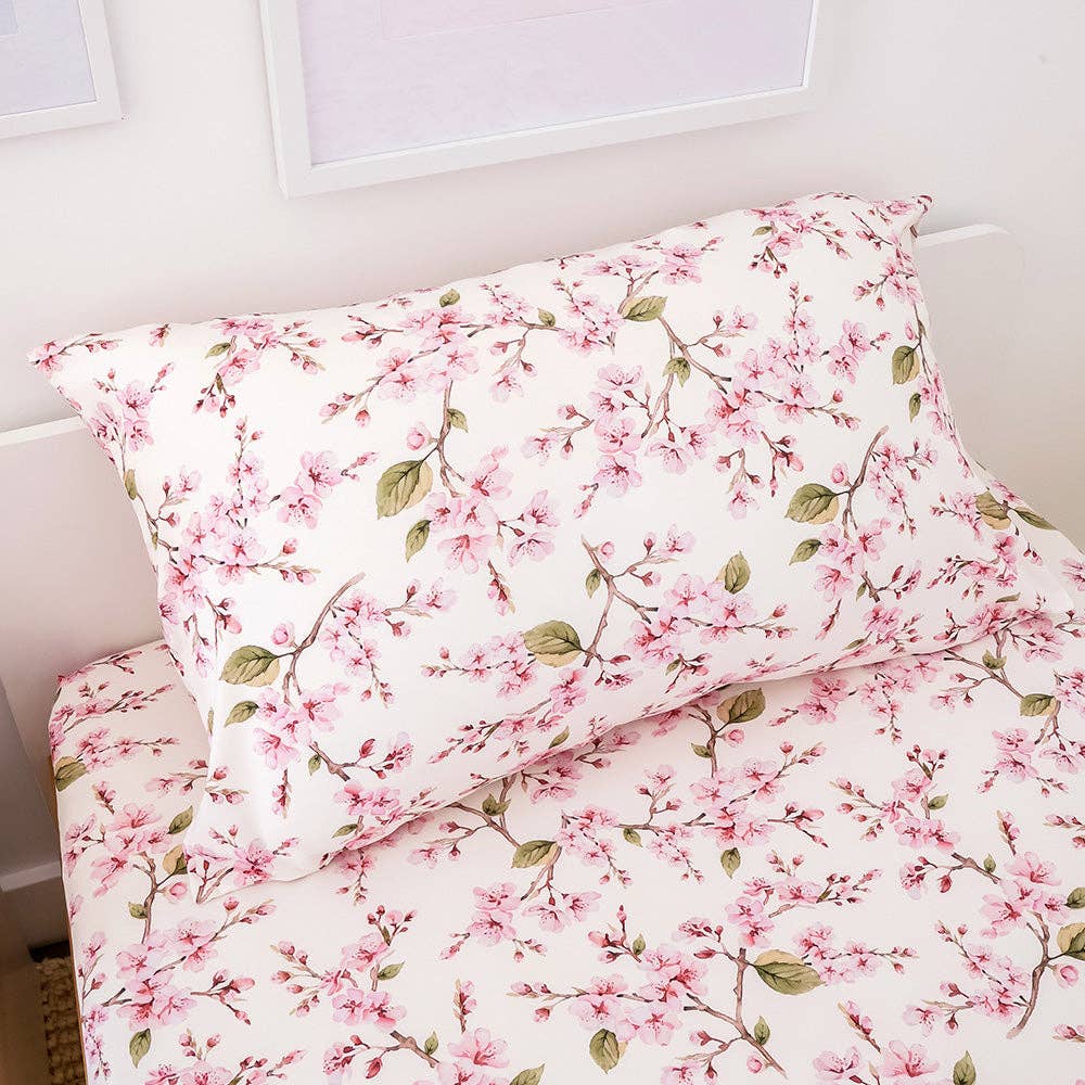 Cherry Blossom Organic Cotton Single Pillowcase