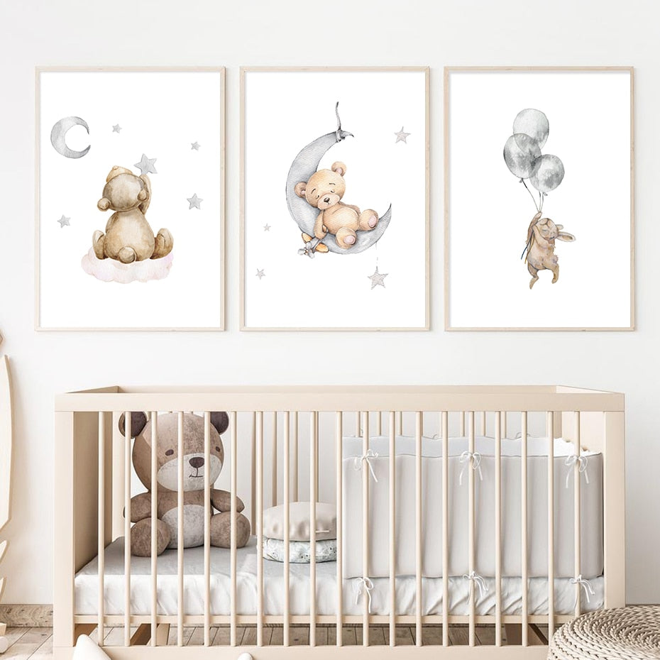 Sleepy Bears & Rabbits Canvas Wall Prints