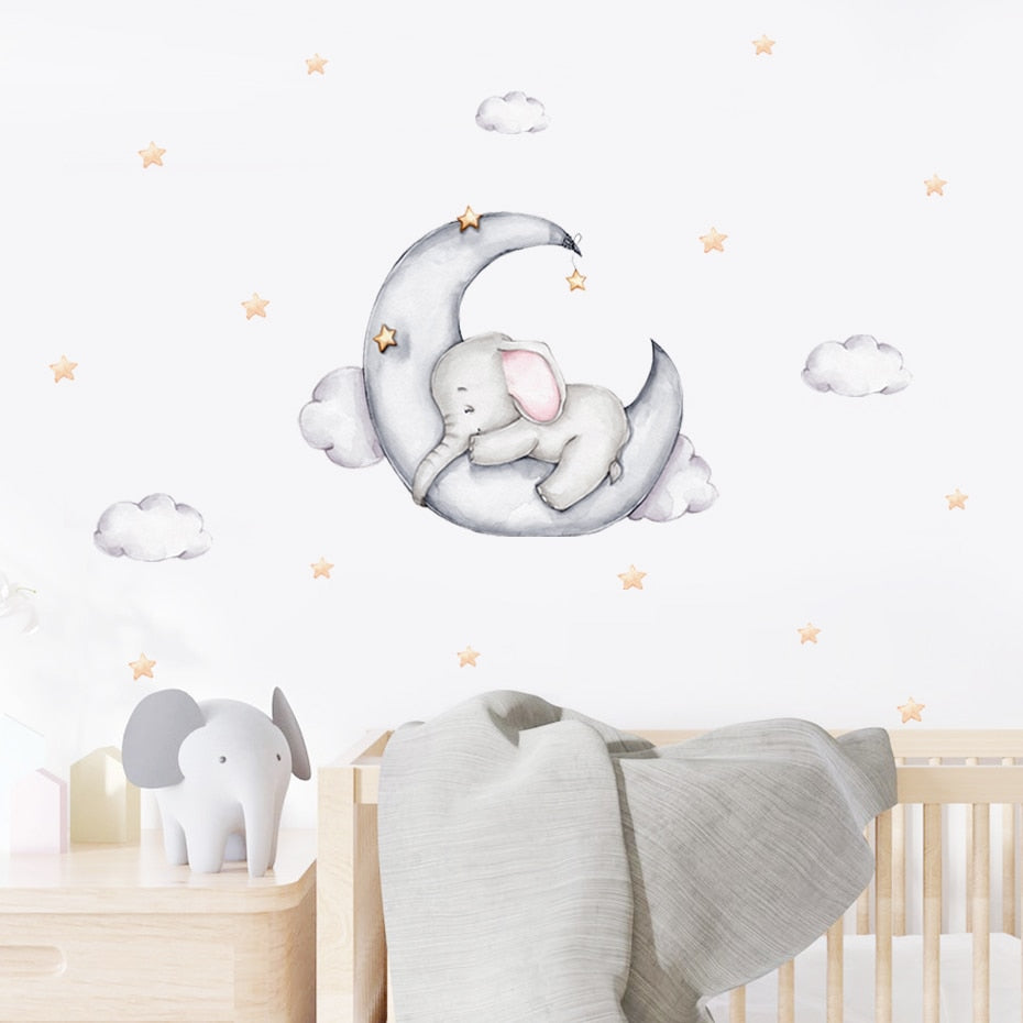 Elephant Sleeps on the Moon Wall Decal