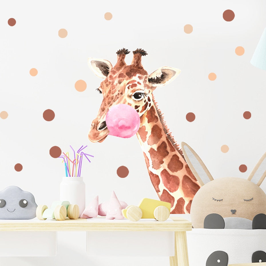 Bubble Gum Giraffe Wall Decal