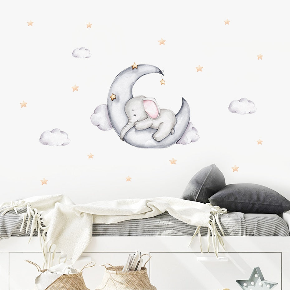 Elephant Sleeps on the Moon Wall Decal