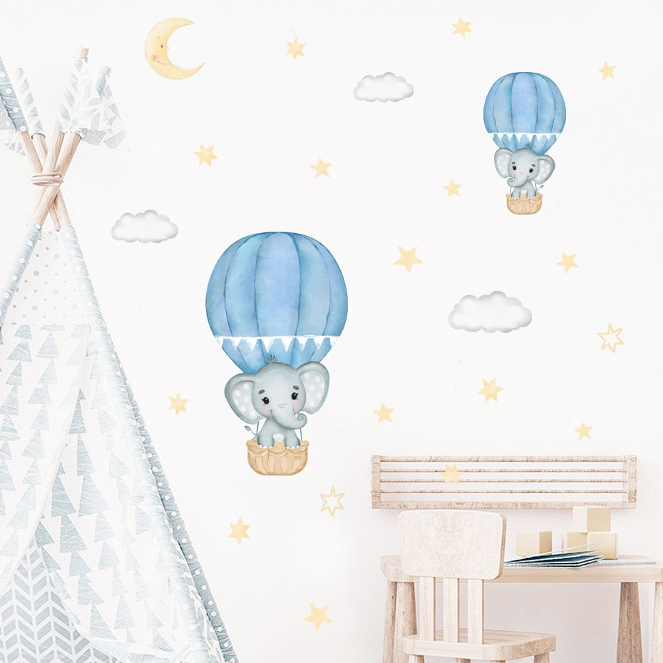 Elephants & Hot Air Balloons Wall Decal