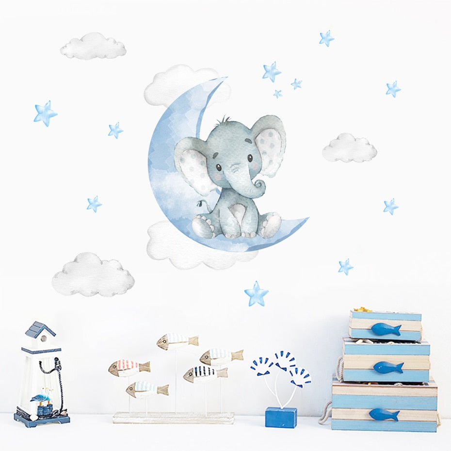 Elephant On The Moon Wall Decal