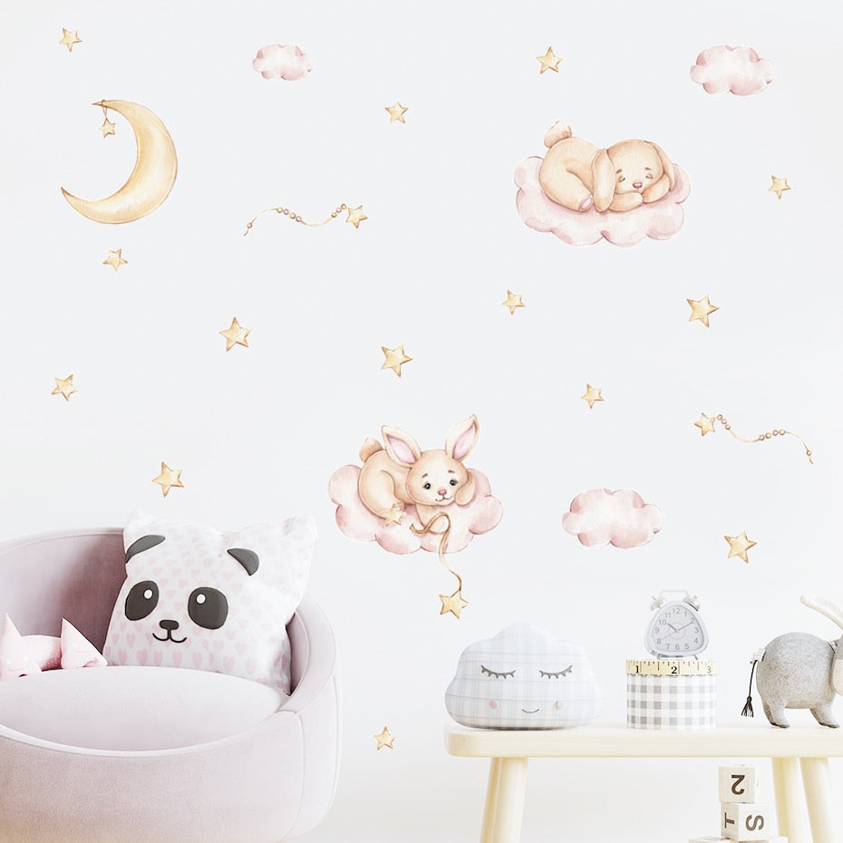 Bunnies On The Clouds Wall Decal