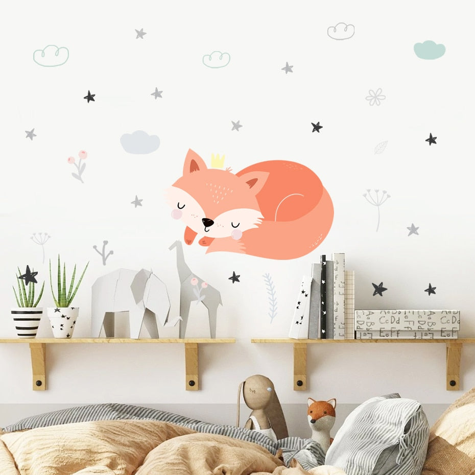 Sleepy Mr Fox Wall Decal