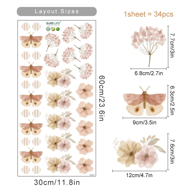 Botanical Butterflies Wall Decal