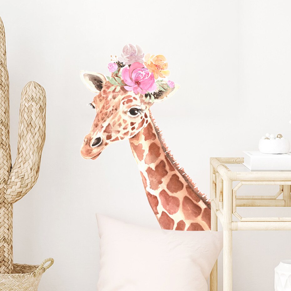 Floral Giraffe Wall Decal