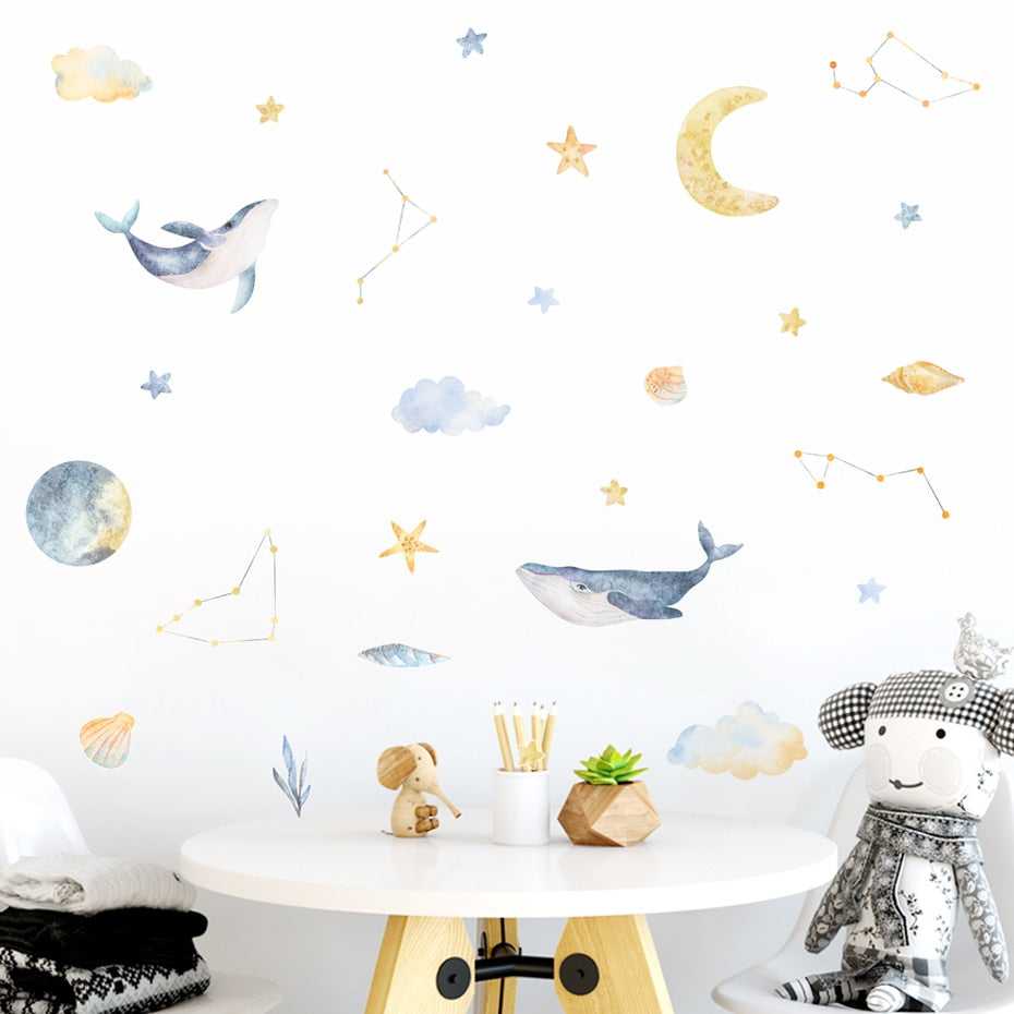 Whales Under The Stars Wall Decal