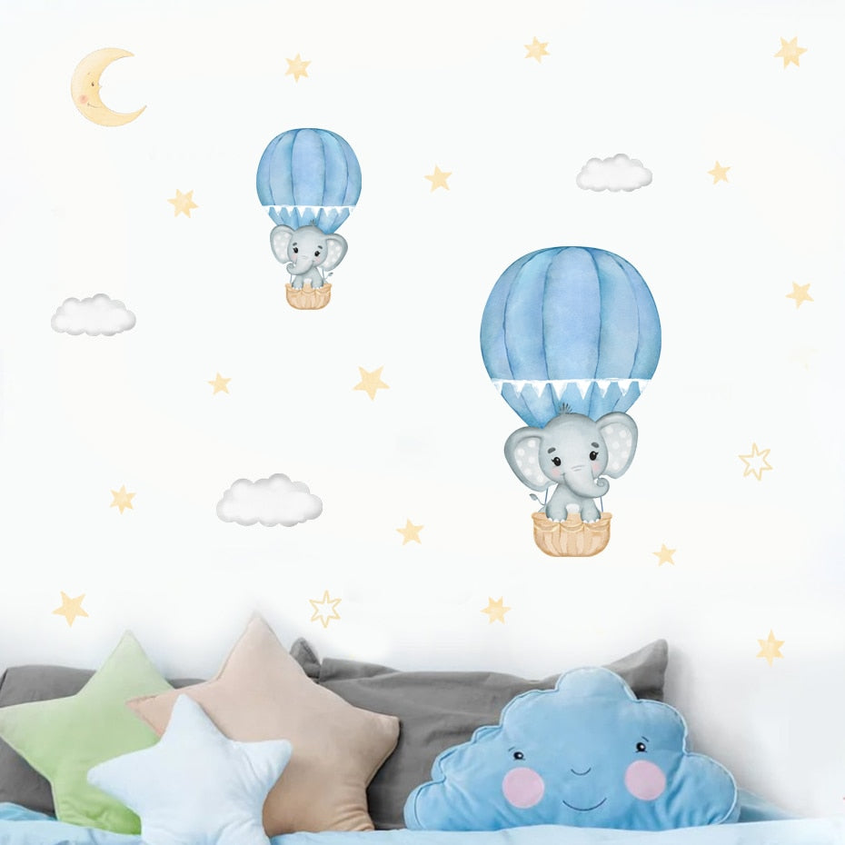 Elephants & Hot Air Balloons Wall Decal