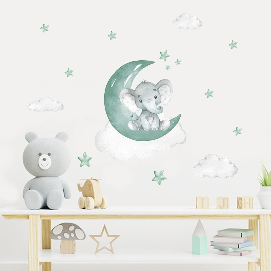 Elephant On The Moon Wall Decal