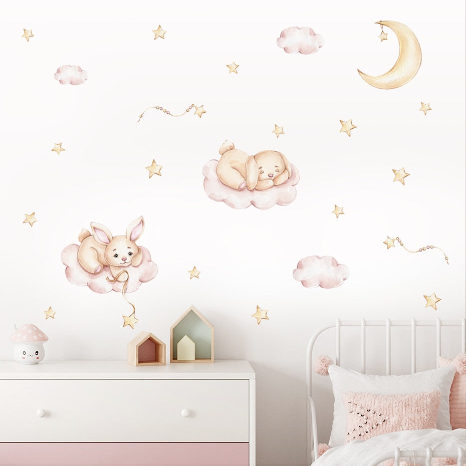 Bunnies On The Clouds Wall Decal