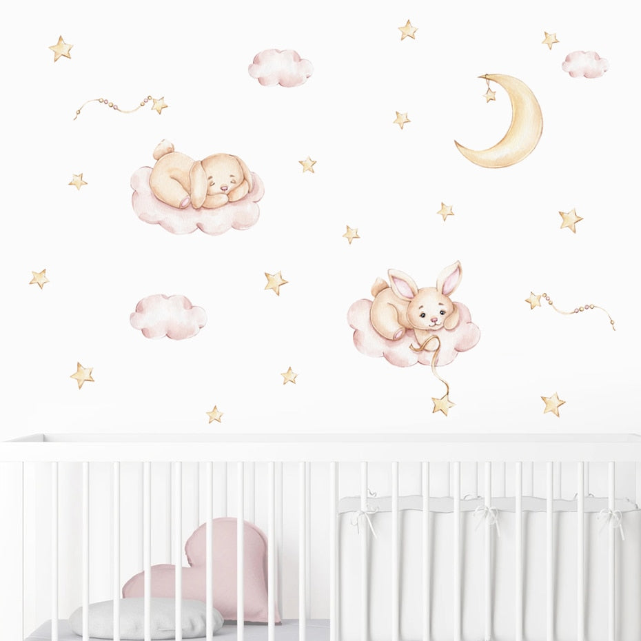 Bunnies On The Clouds Wall Decal