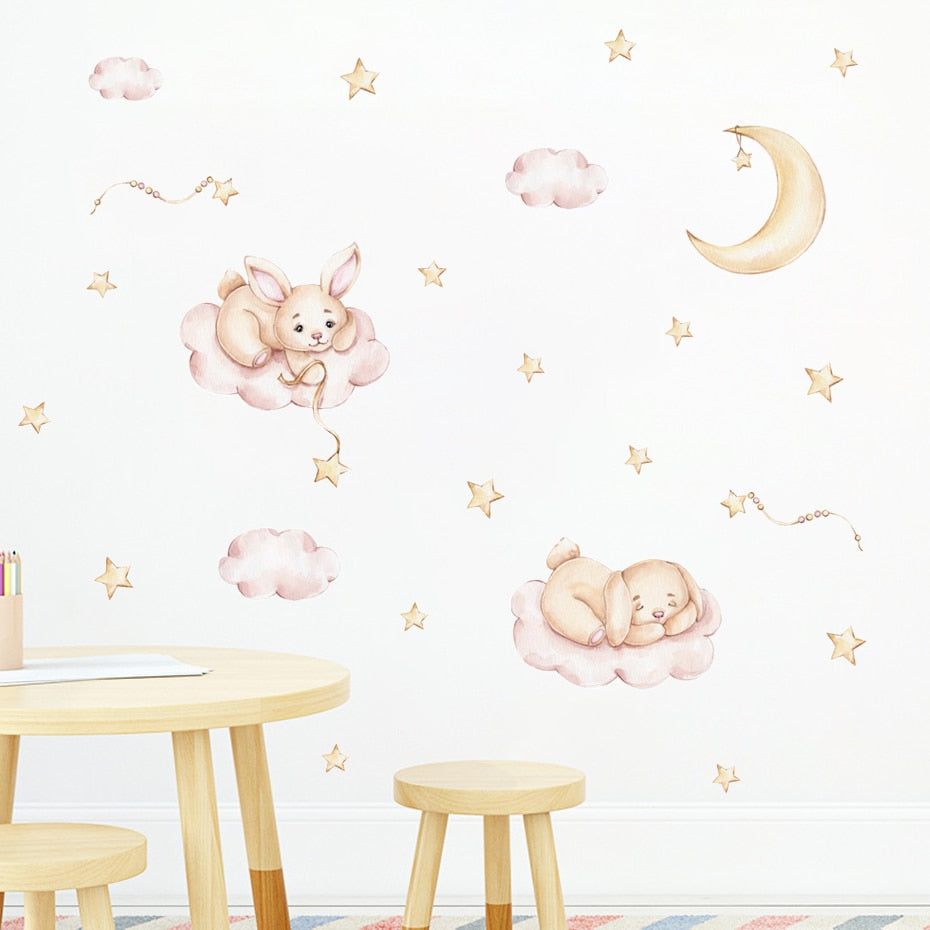 Bunnies On The Clouds Wall Decal