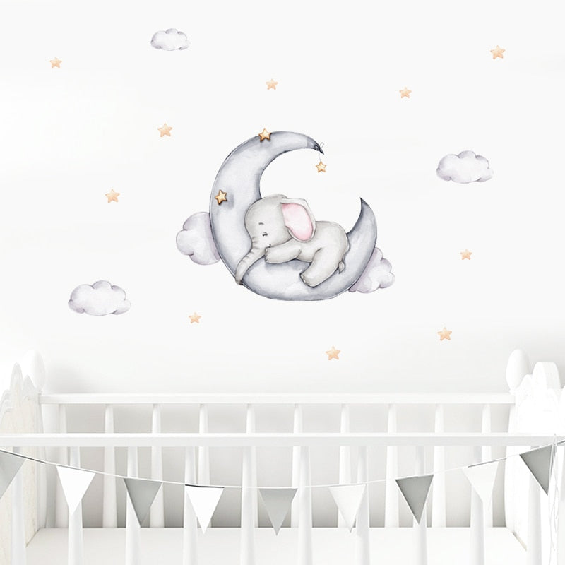 Elephant Sleeps on the Moon Wall Decal