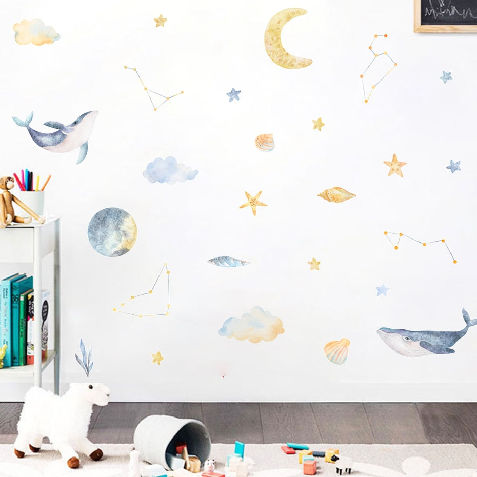 Whales Under The Stars Wall Decal