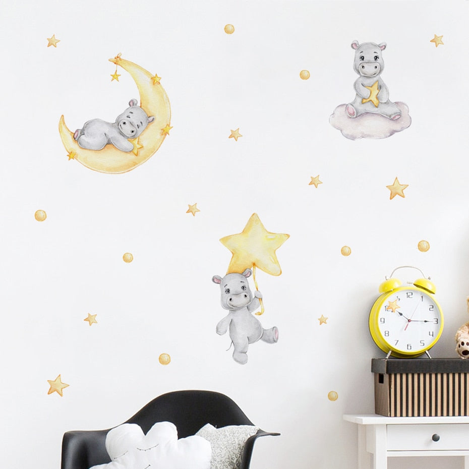 Happy Happy Hippos Wall Decal