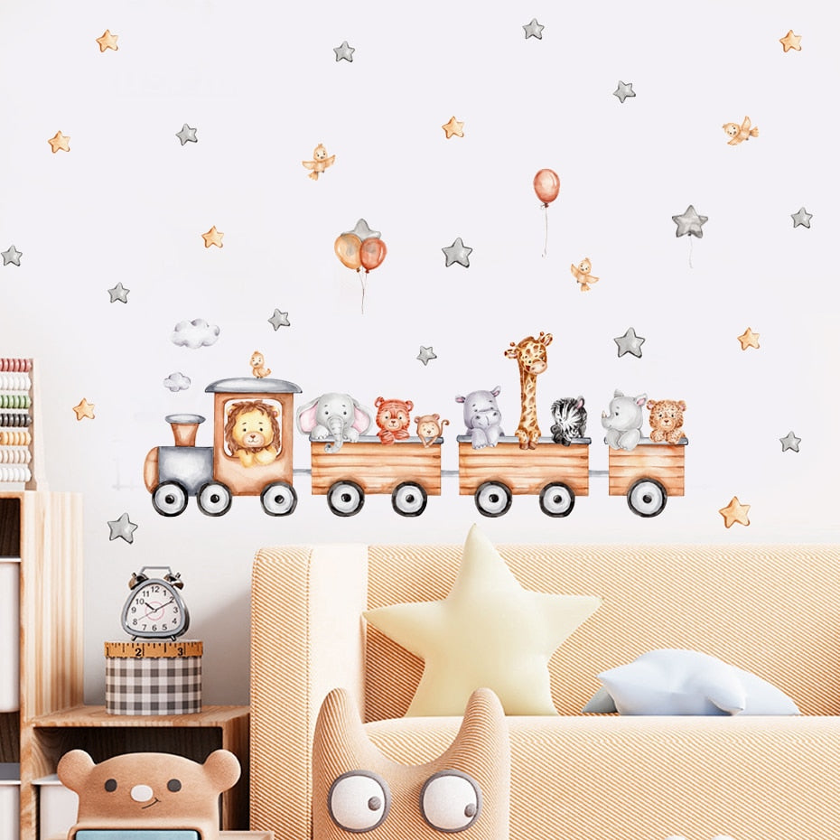 Little Jungle Train Ride Wall Decal