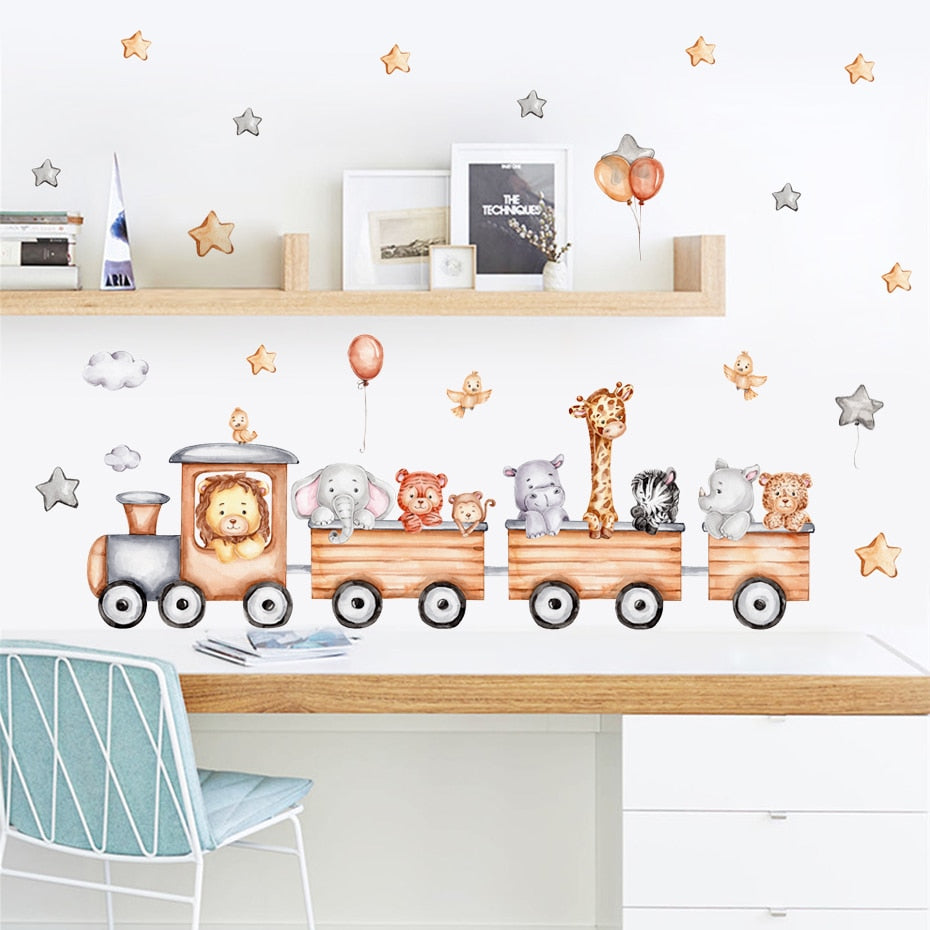 Little Jungle Train Ride Wall Decal