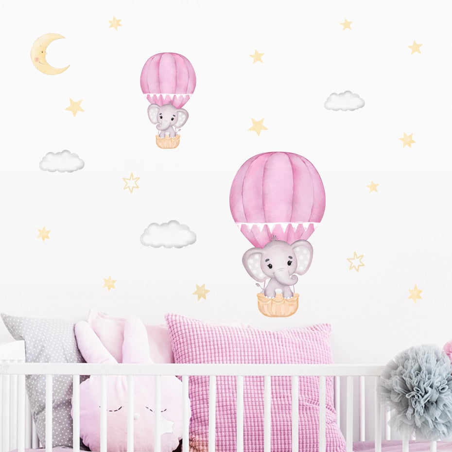 Elephants & Hot Air Balloons Wall Decal