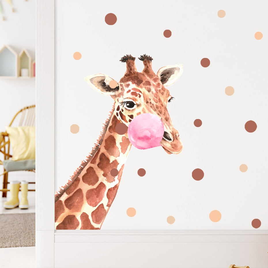 Bubble Gum Giraffe Wall Decal