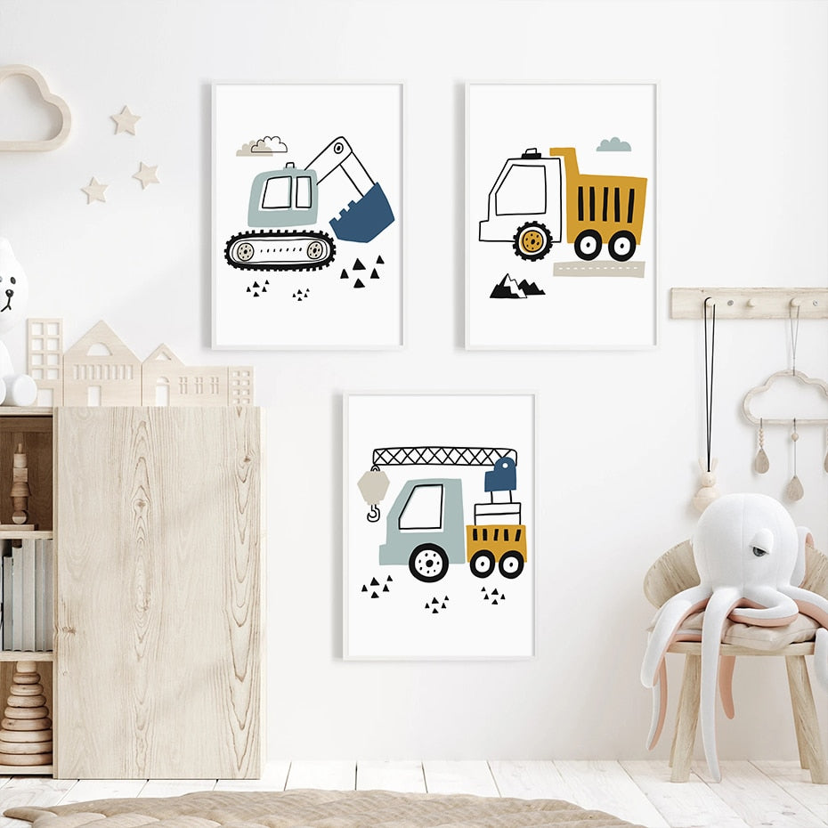 Construction Crew Canvas Wall Prints