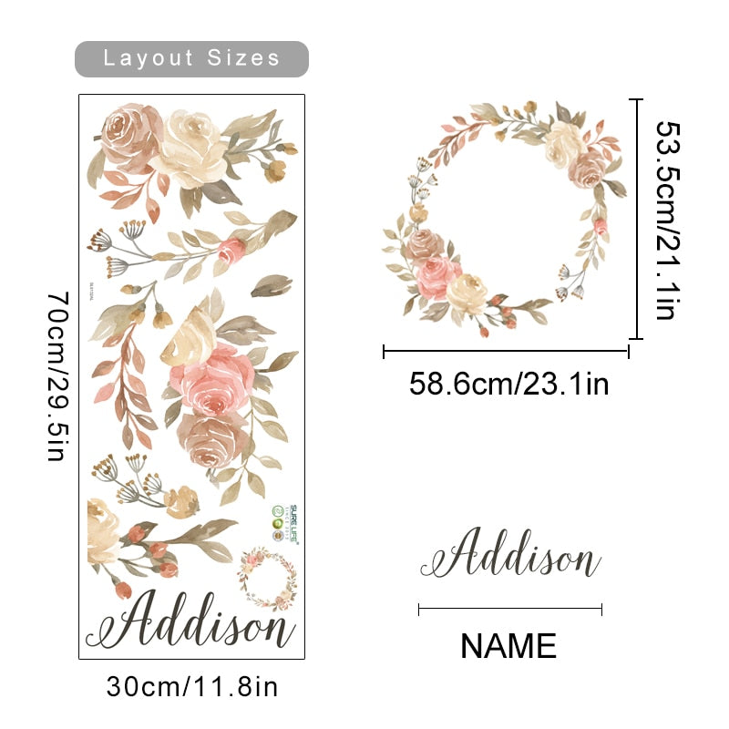 Floral Wreath Personalised Wall Decal