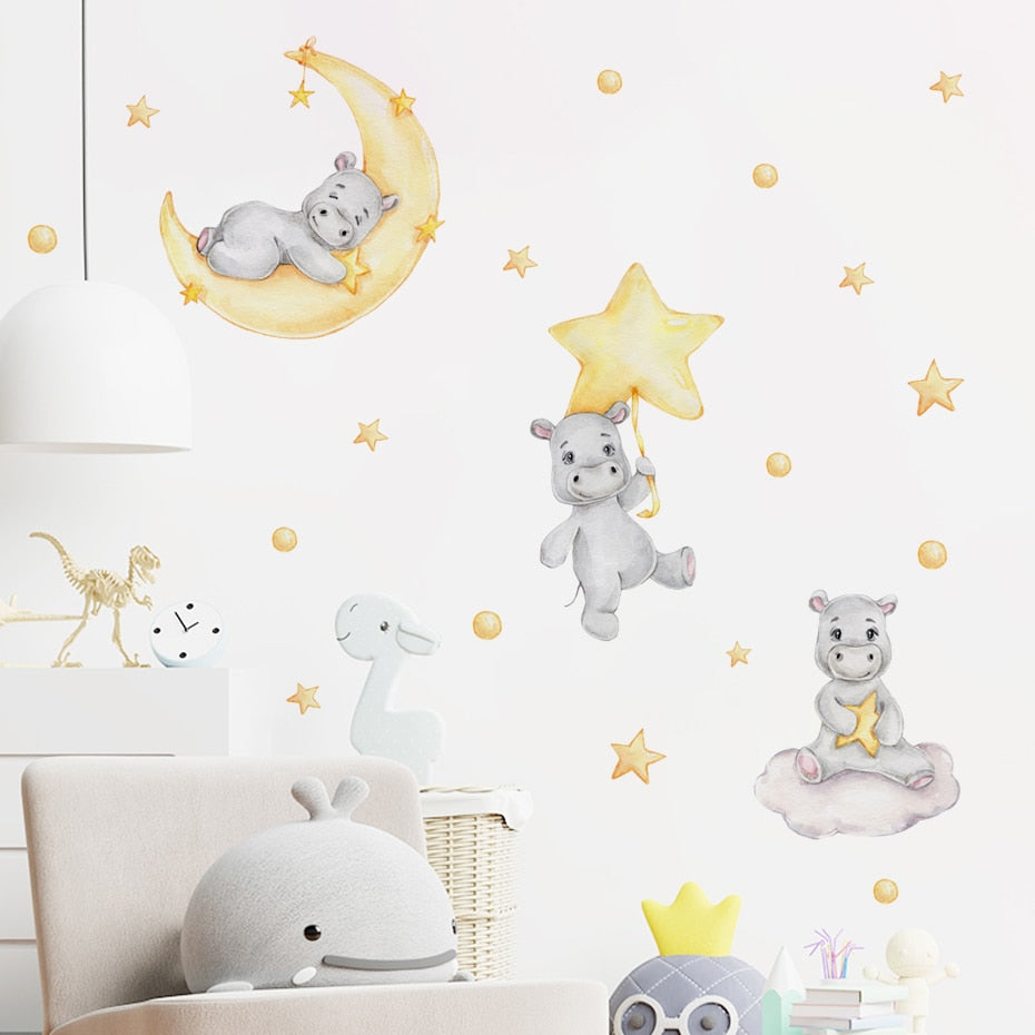 Happy Happy Hippos Wall Decal